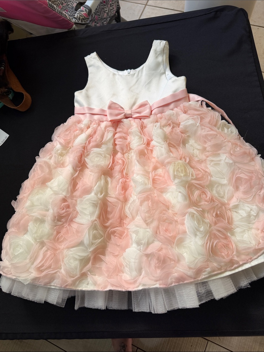 American Princess Pink and White Rosette Party Dress with Bow